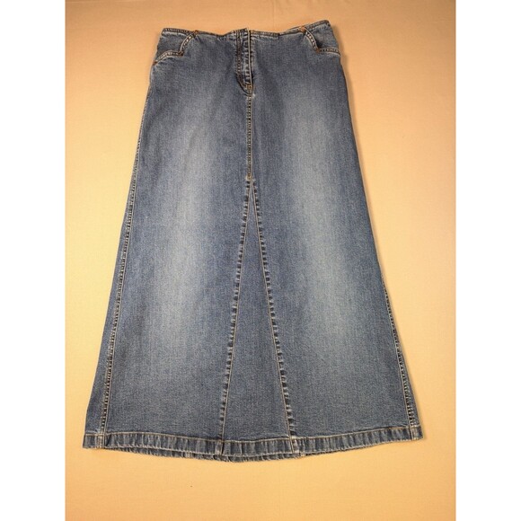 VTG Y2K LOUIE DENIM Maxi Jean Skirt Boho Grunge 2000s Urban Outfitters Sz 10 - Picture 1 of 8